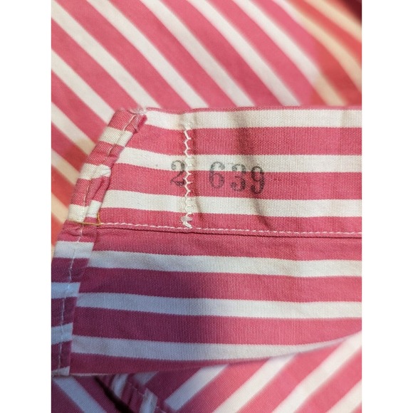 Bullock & Jones Men’s Shirt SIZE M Long Sleeve Striped Cotton Fuschia/White - Picture 12 of 12